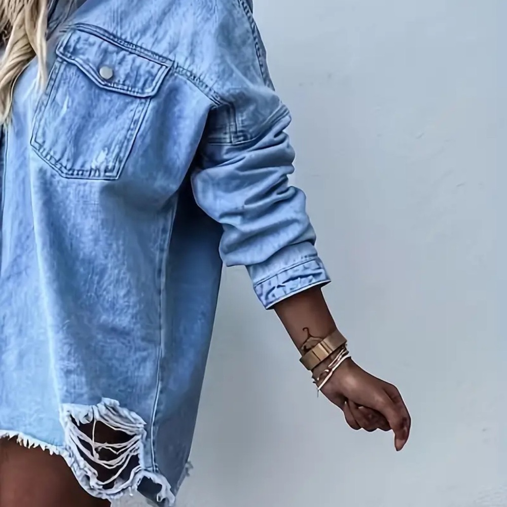 Distressed Jean Top - Picture 3 of 7
